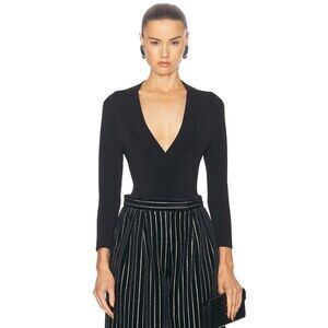 GALVAN Sasha V-Neck Bodysuit in Black
